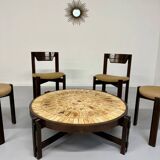 Set of 4 Girsberger Scandinavian style chairs from the 80s, vintage wood