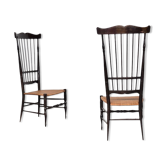Mid-Century Italian Beech High-Back Chiavari Chairs, 1950s, Set of 2