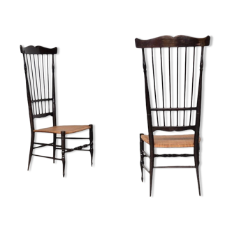 Mid-Century Italian Beech High-Back Chiavari Chairs, 1950s, Set of 2