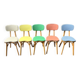 Suite 5 chaises bistrot chêne claire vernis (baumann) pied compas
