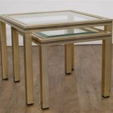 Tables gigognes en laiton et verre 1970