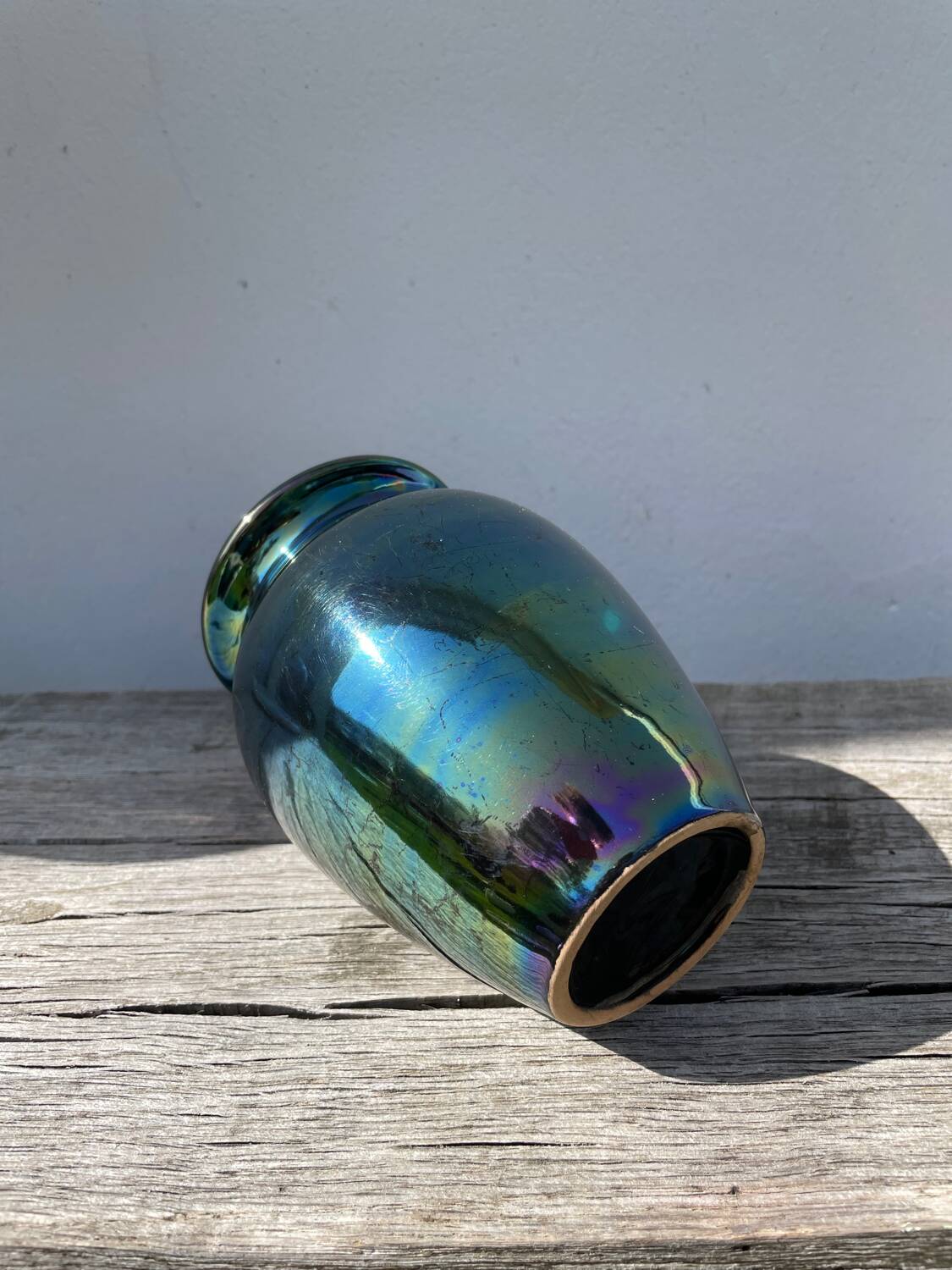 Vintage iridescent ceramic vase