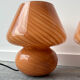 Pair of blown glass bedside lamps, Murano style, 1980s