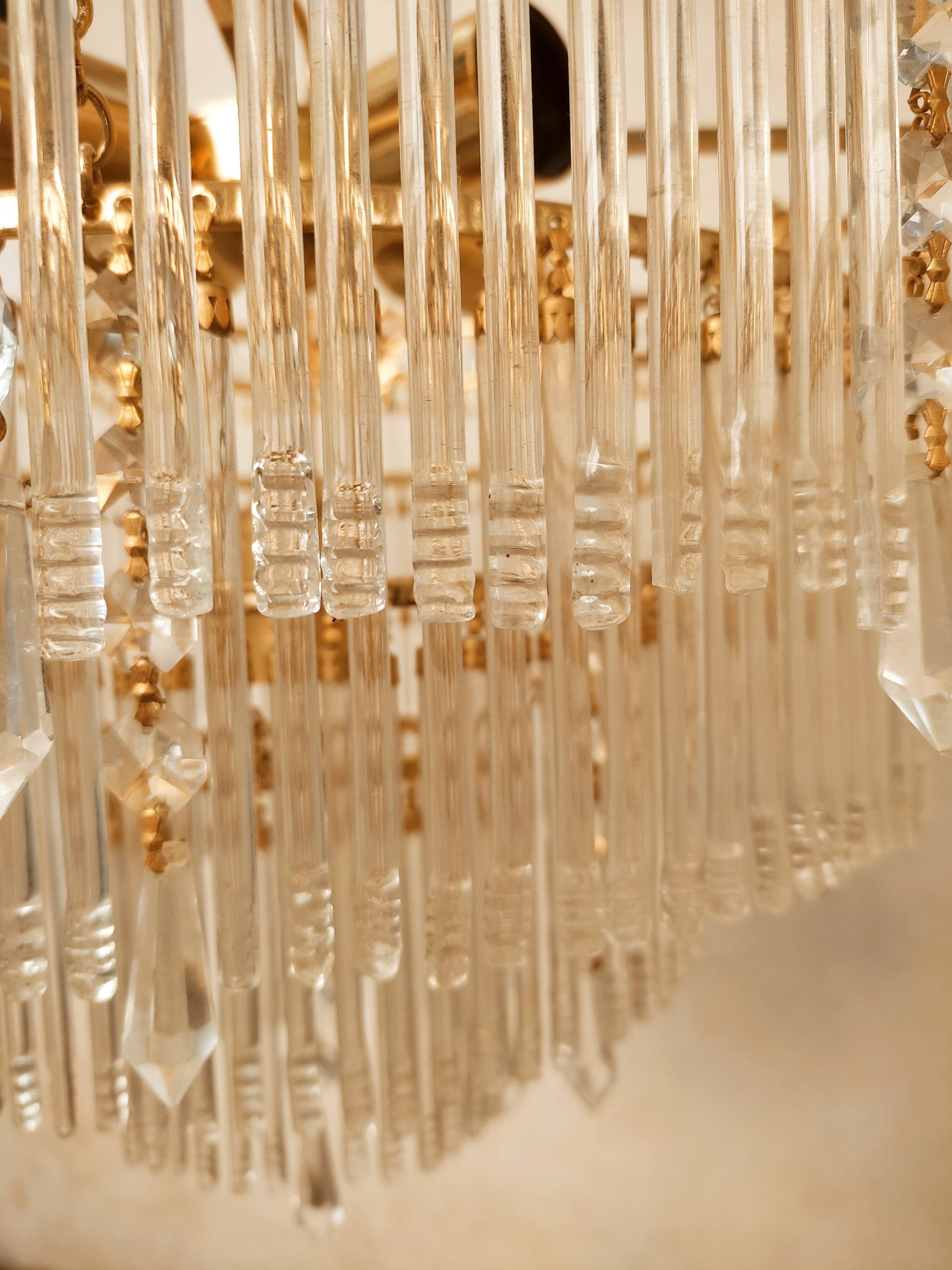 Glass and crystal waterfall chandelier