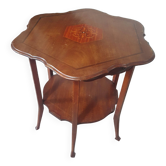 Vintage marquetry side table by The Peppercorn Brothers, Deptford Broadway, some traces of wear.