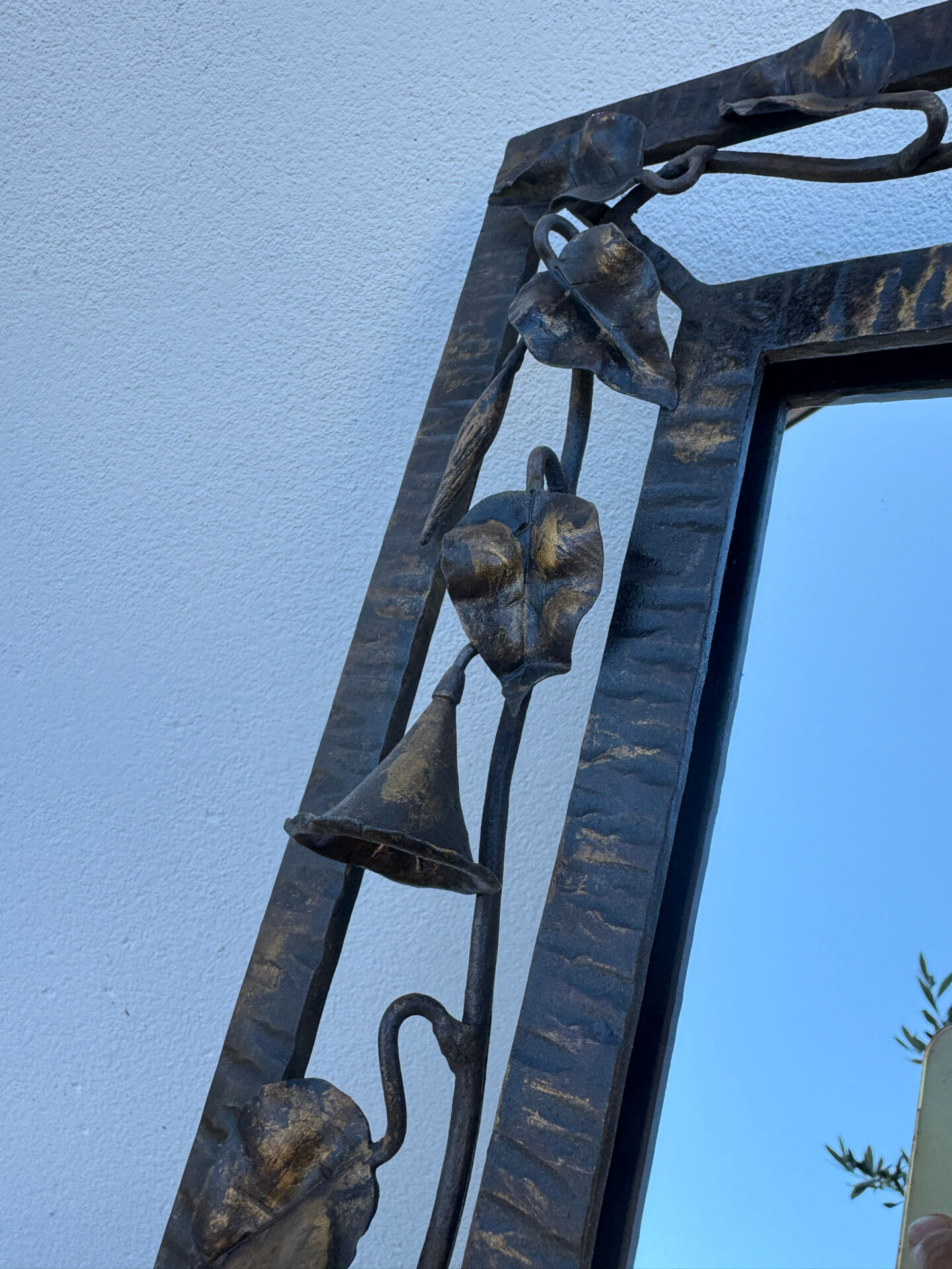 Wrought iron mirror with ivy Art Deco