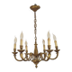 French Art Nouveau Bronze 6 Light Chandelier with Scroll Arms and Leaf Details 5583