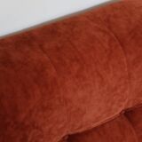 Rusty velvet low chair without arms