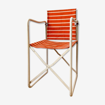 Chaise de jardin pliante en métal et coton orange
