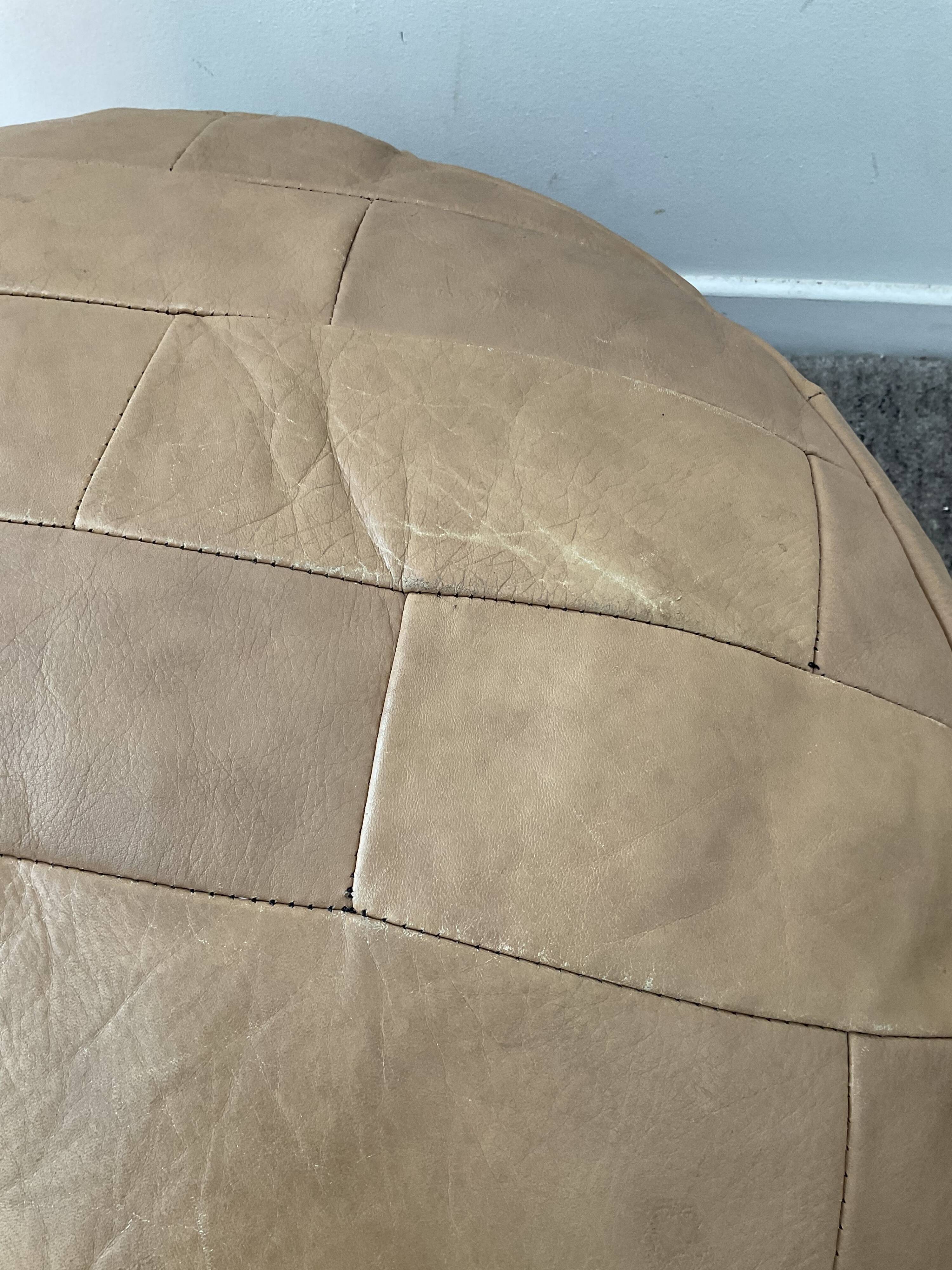 Patchwork ottoman in leather 70s