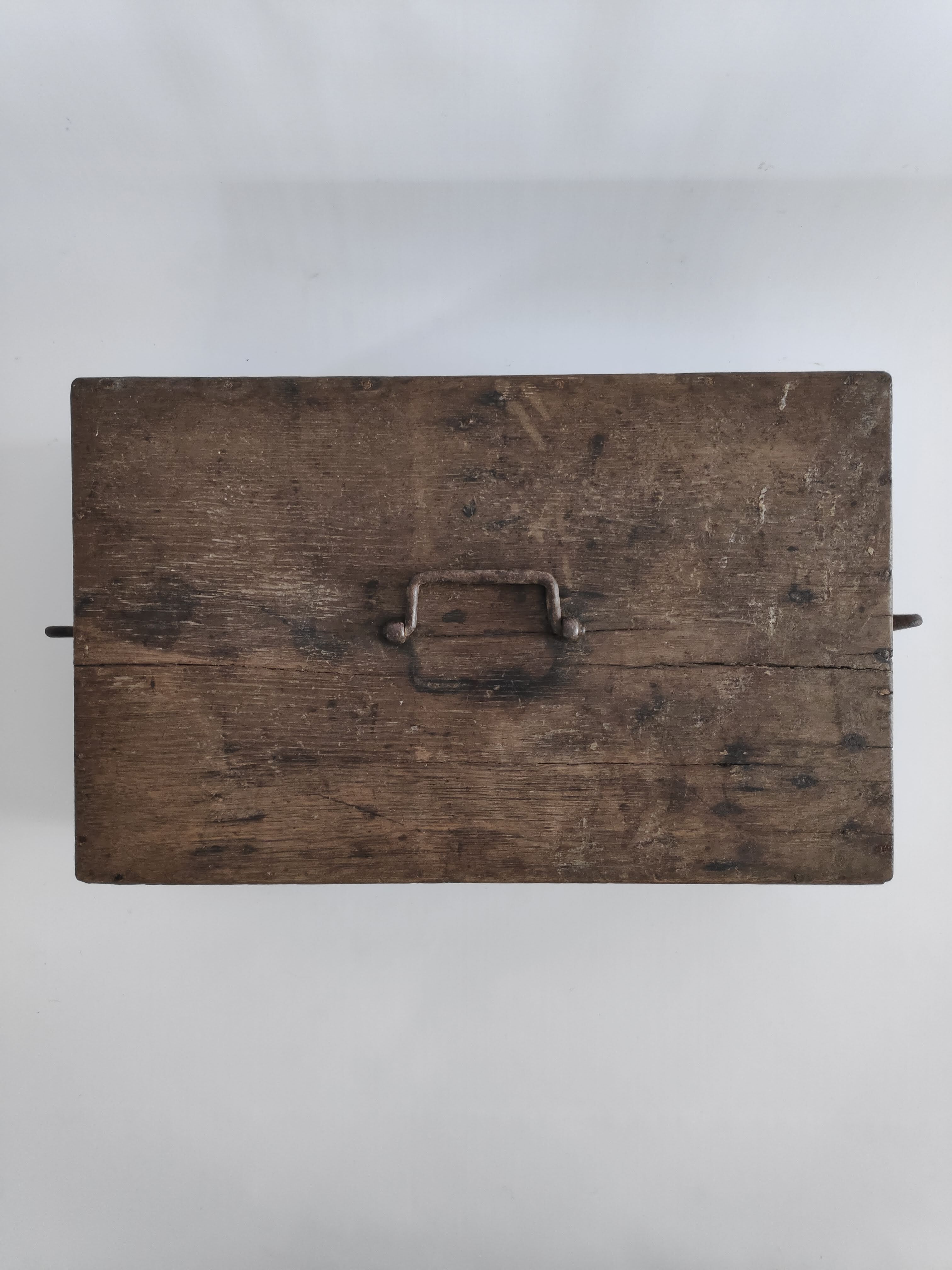 Old rectangular wooden tool case