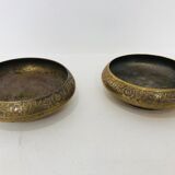 Pair of ostrich eggs on base, early 20th