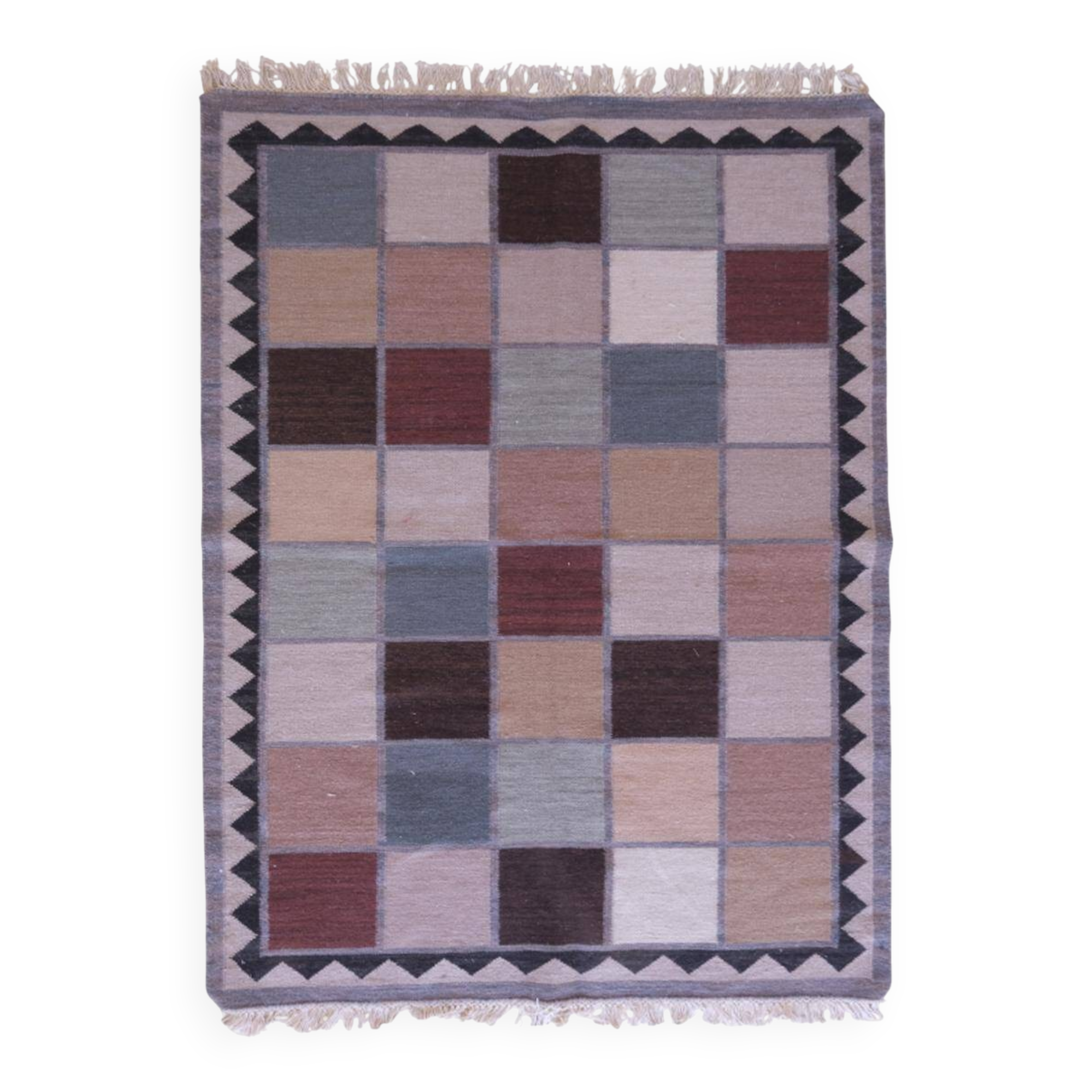 Tapis Kilim vintage à carreaux