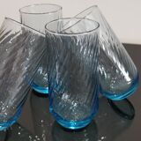 4 blue tourbillon water/orangeade glasses
