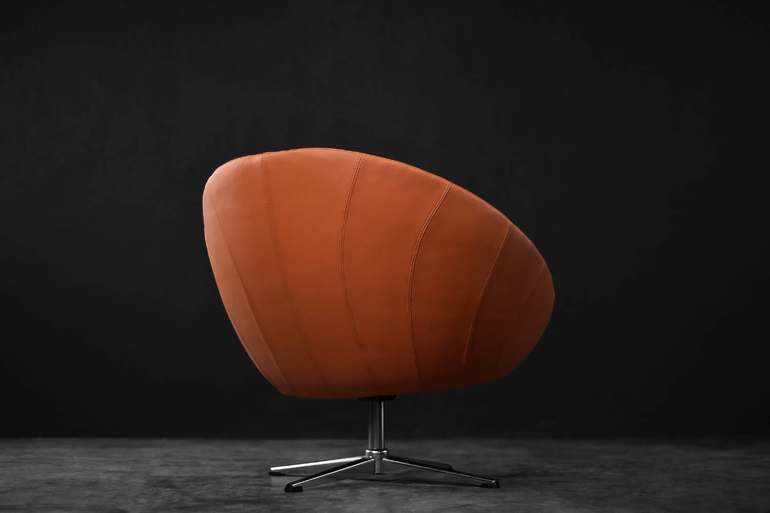 Vintage Mid-Century Scandinavian Modern Space Age Orange Swivel Armchair