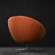 Vintage Mid-Century Scandinavian Modern Space Age Orange Swivel Armchair
