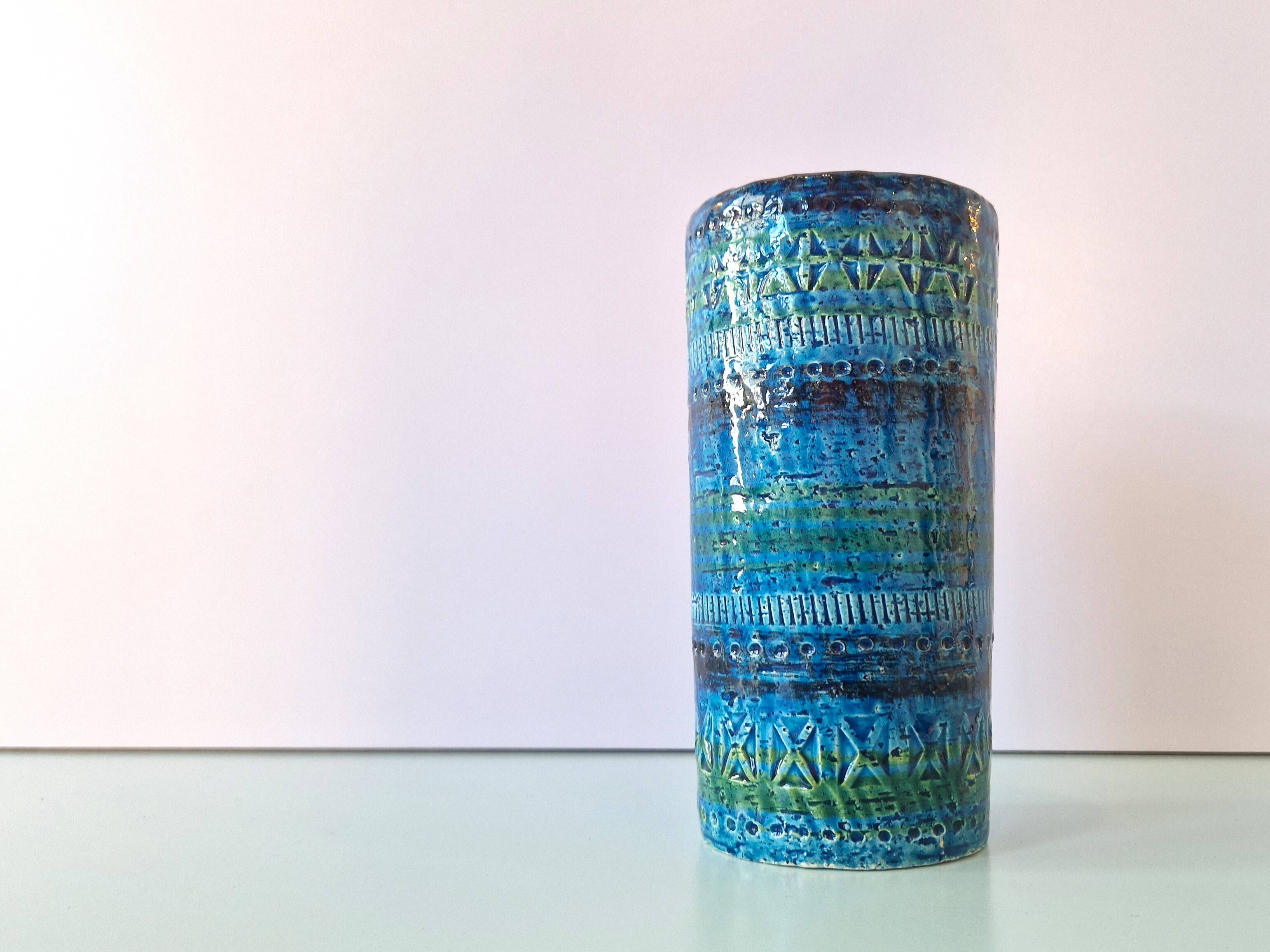 'Rimini Blu' series ceramic vase by Aldo Londi for Bitossi, Italy 1960's