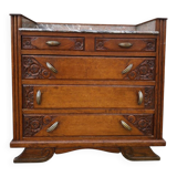Art Deco chest of drawers, marble top, solid oak, dressing table