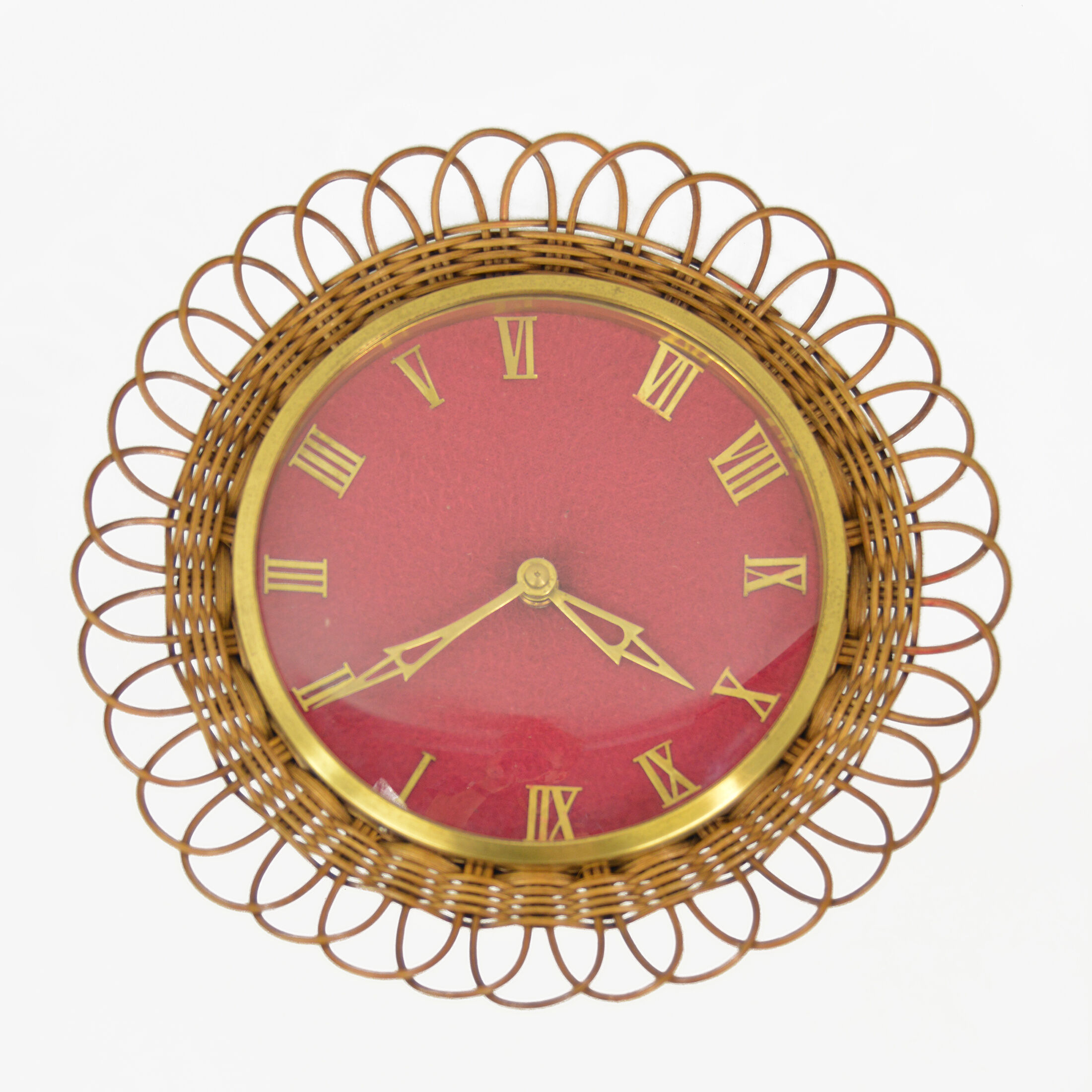 1960s Wicker wall clock UPG Halle, Germany