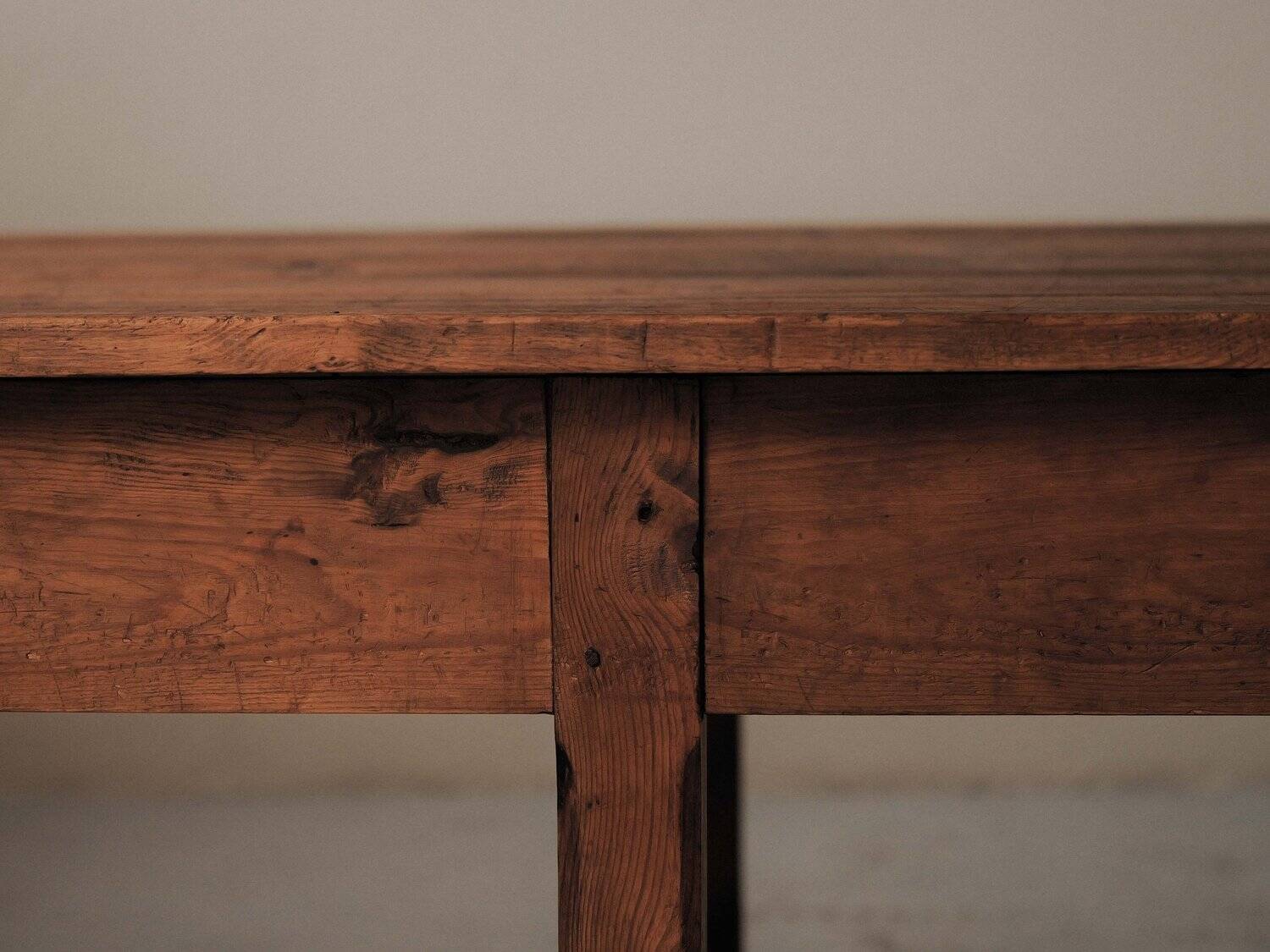 Large antique table in solid pine – France, around 1900