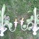 Pair of metal sconces painted spring flowers vintage