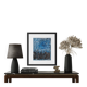 Abstract table in blue, black, and white, 41x33 cm, signed painting.