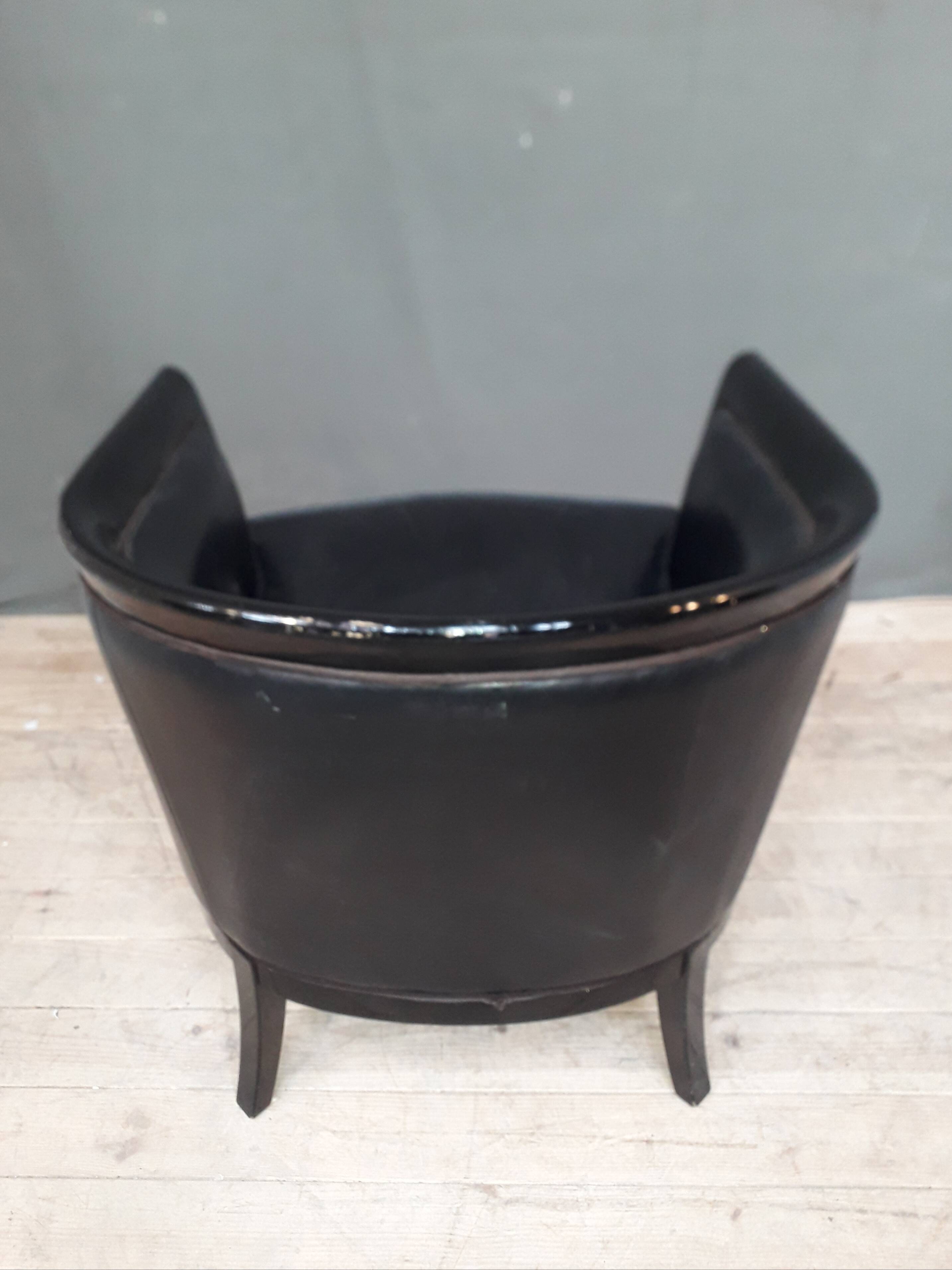 Modern black leather armchair