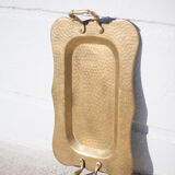 Vintage brass top, E.Roblin Villedieu Manche, handle tray, tableware, hammered top