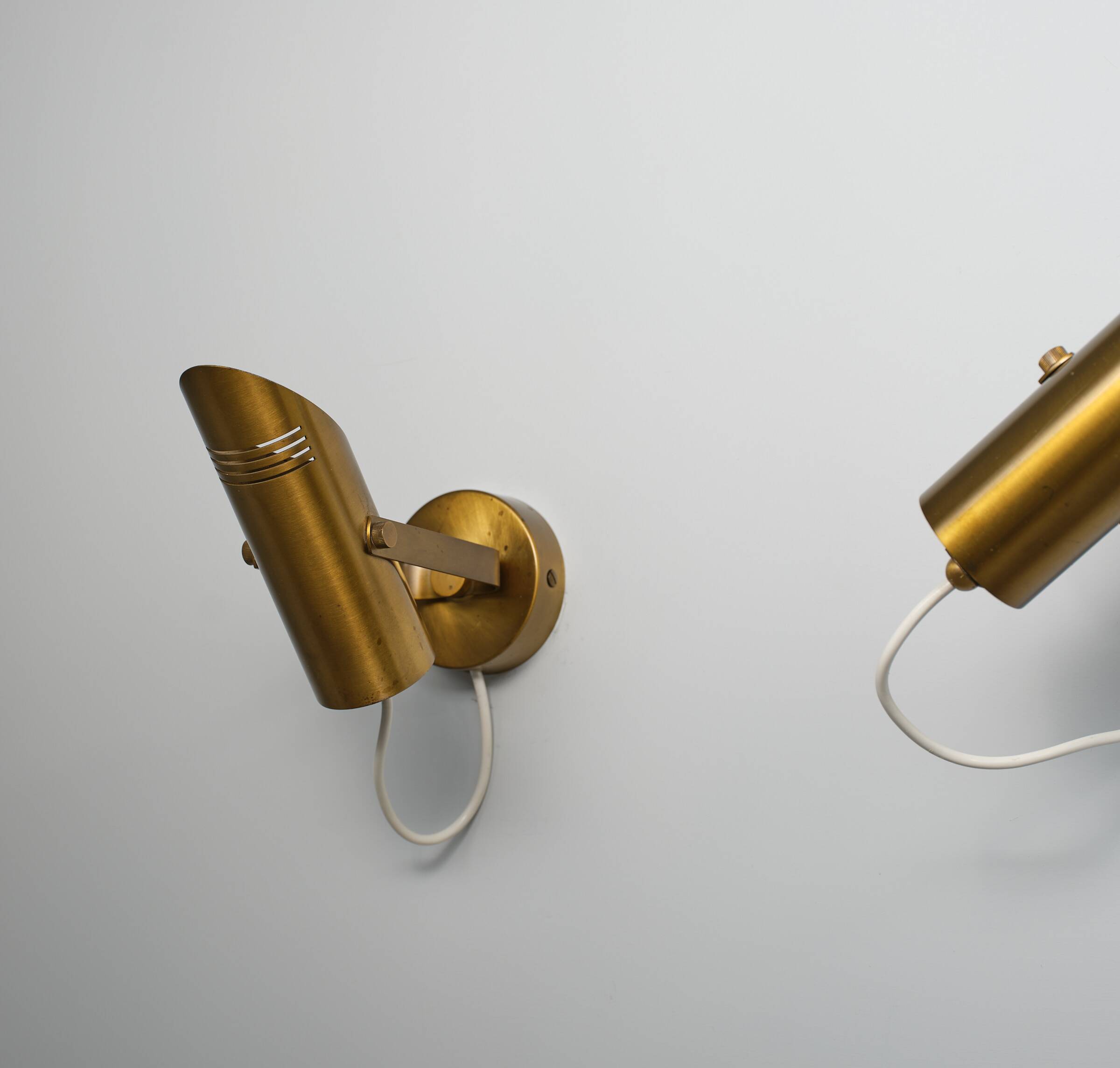 Pair of Adjustable Mid-Century Italian Brass Wall Sconces, 1970s