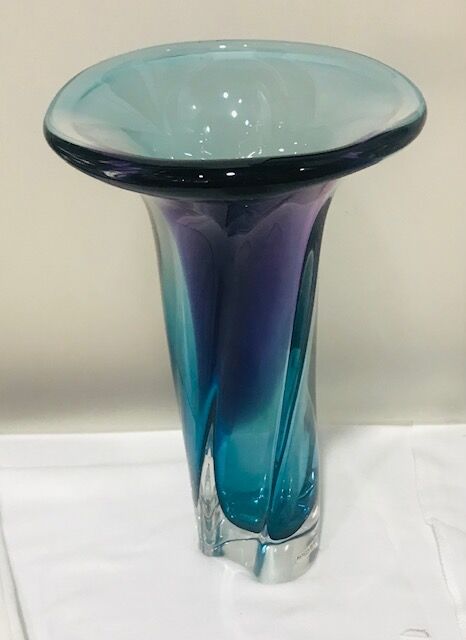 Vase kosta boda en verre violet bleu vert et transparent