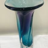 Vase kosta boda en verre violet bleu vert et transparent