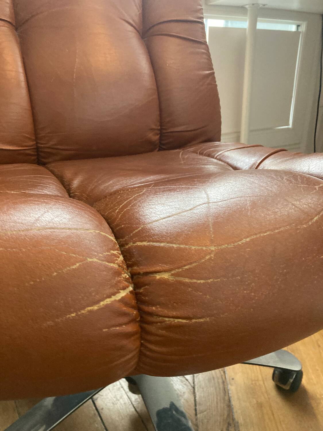 Brown leather office chair