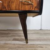 1950s six-drawer chest of drawers with glass top