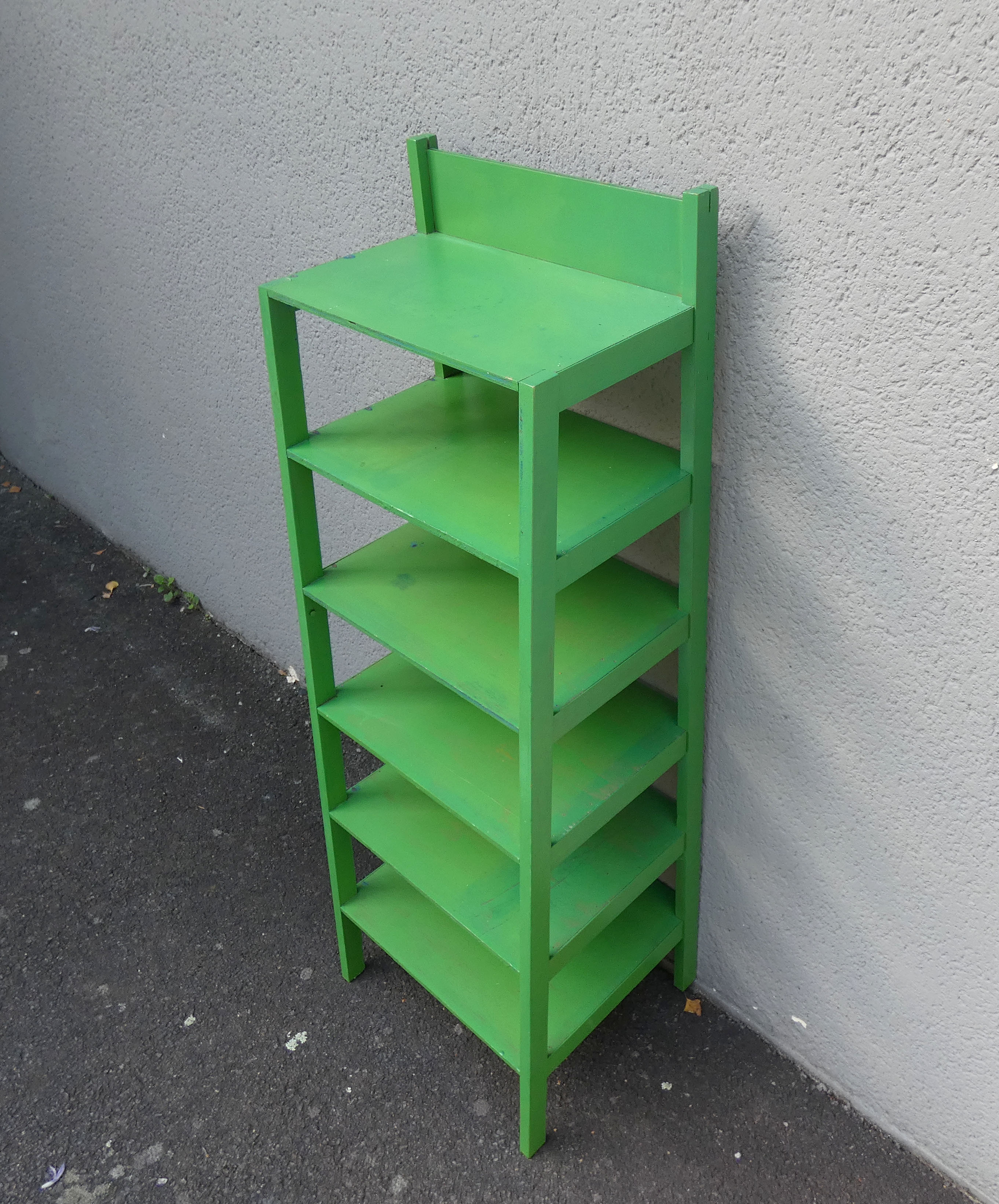 Old wooden shelf store display