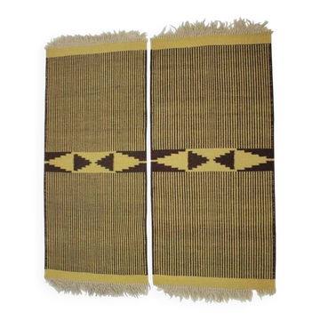 Pair of Small Midcentury Geometric Kilim Carpets, 1960s