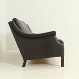 Canapé trois places Aage Christiansen en cuir marron foncé, 1960's