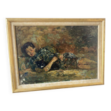 Portrait de femme signé