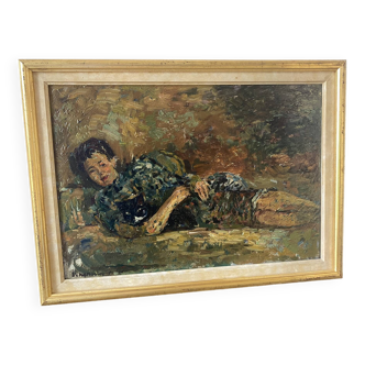 Signed portrait of a woman