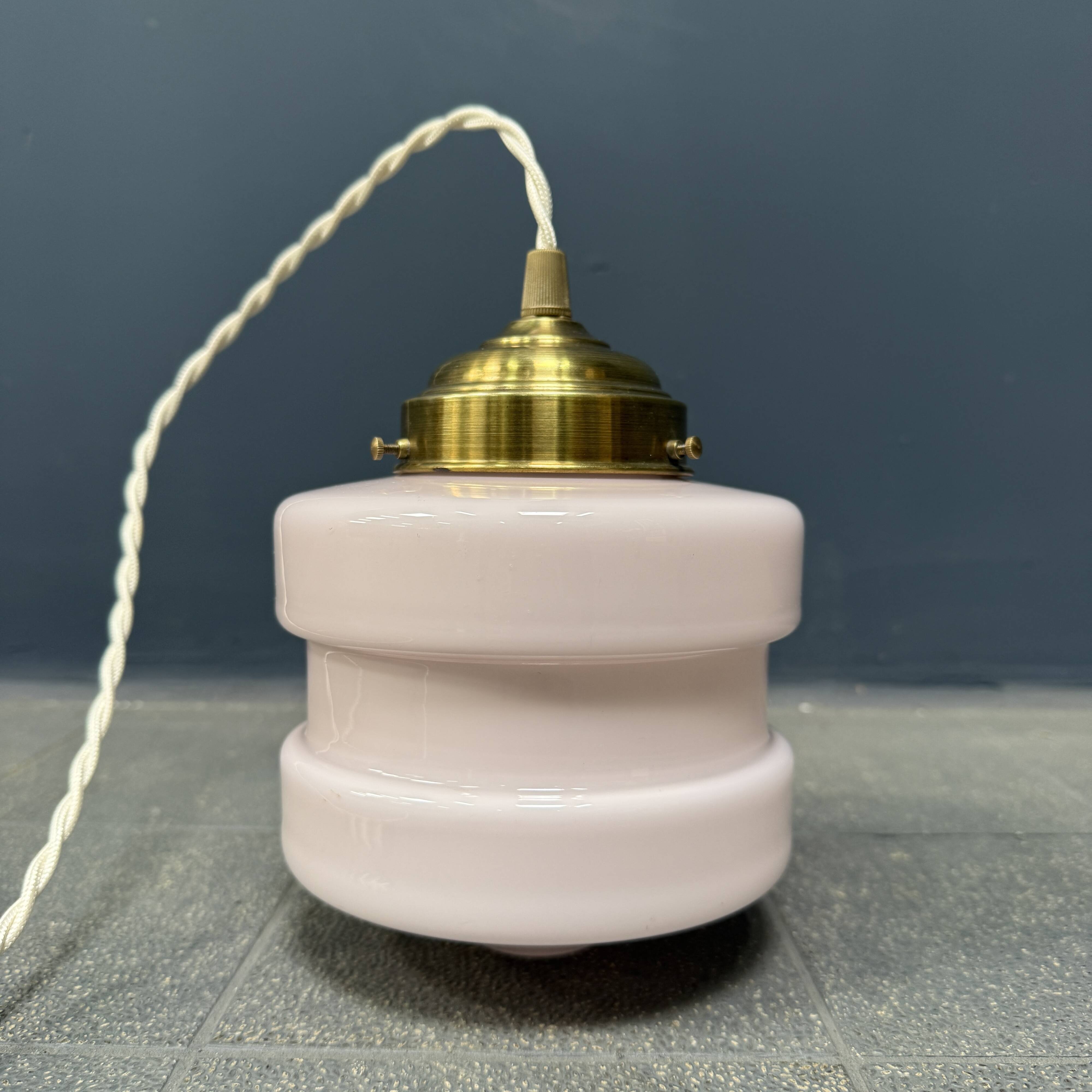 Pink glass art deco pendant lamp