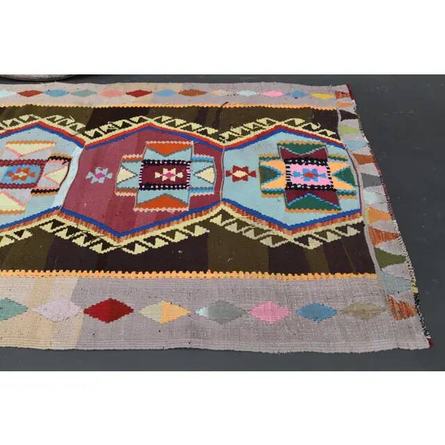 Vintage Turkish Oushak Handmade Wool Cotton Beige Runner Rug 116x282
