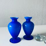 Duo de flacons bleu en verre