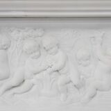 French Carrara marble fire place with Adam and Eve decoration