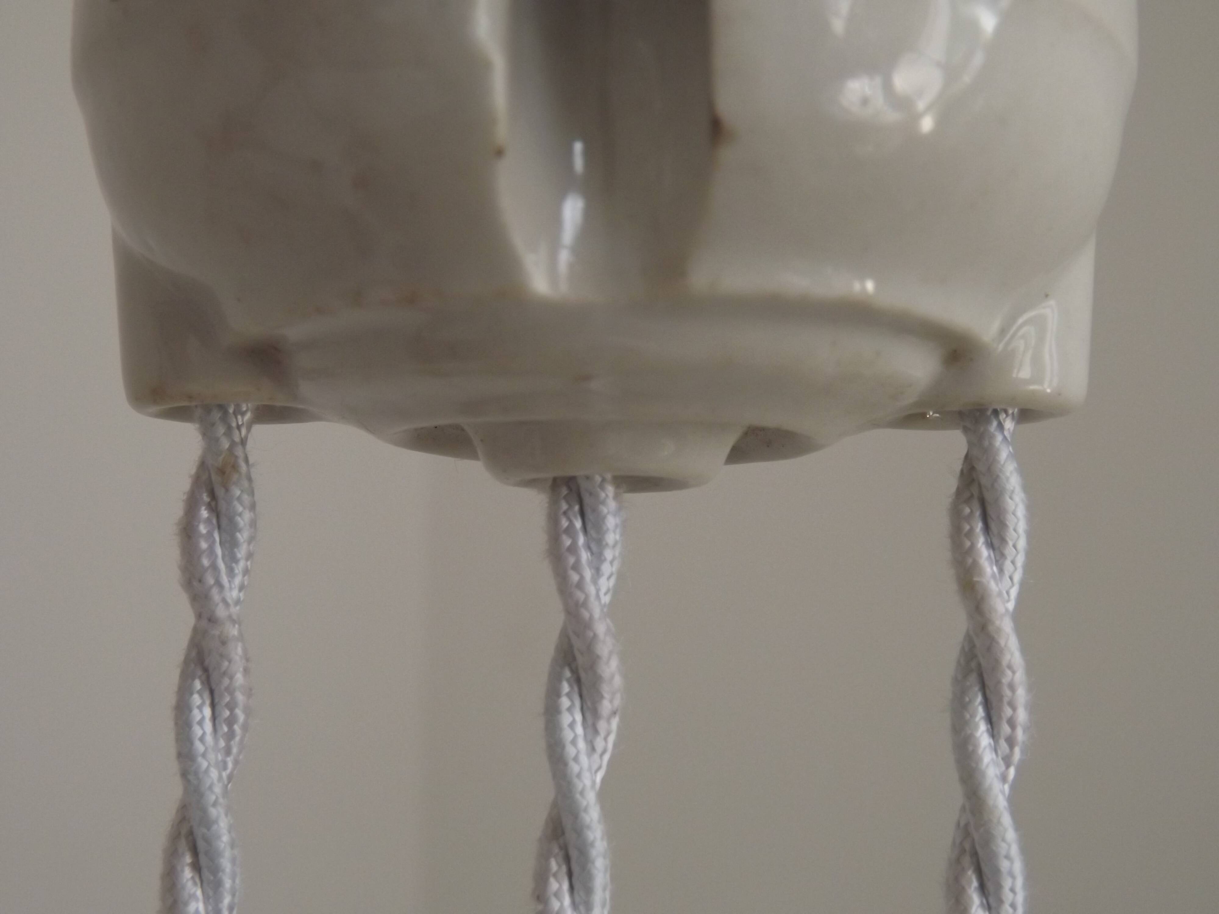 French Counter Balance Ceiling Light White Porcelain & Opaline Glass Shade