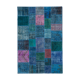 Handmade anatolian vintage 202 cm x 300 cm blue patchwork carpet