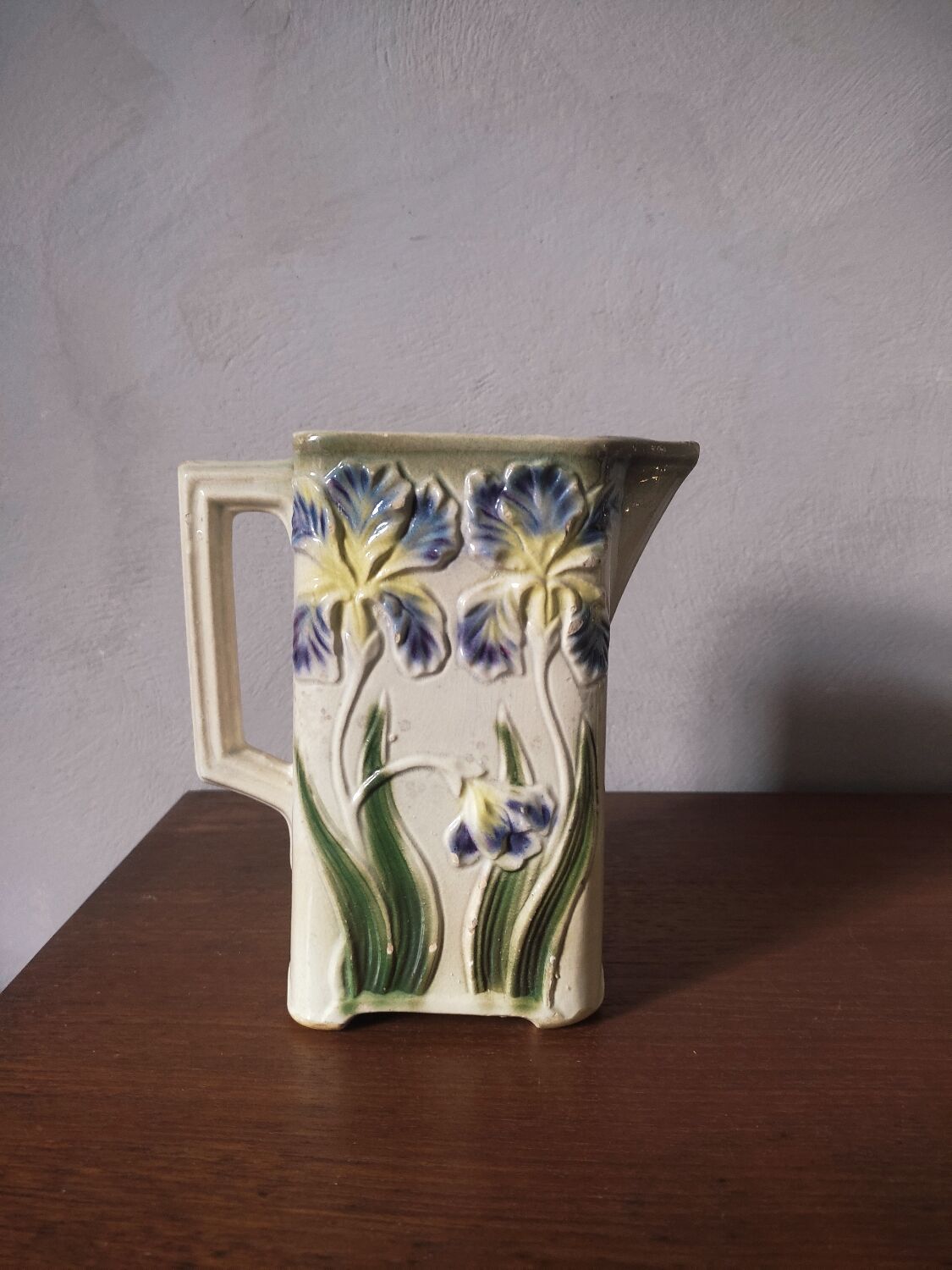 Art Nouveau pitcher in slip