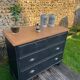 Vintage black patina chest of drawers