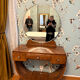 Art Deco walnut dressing table with round mirror – Vintage