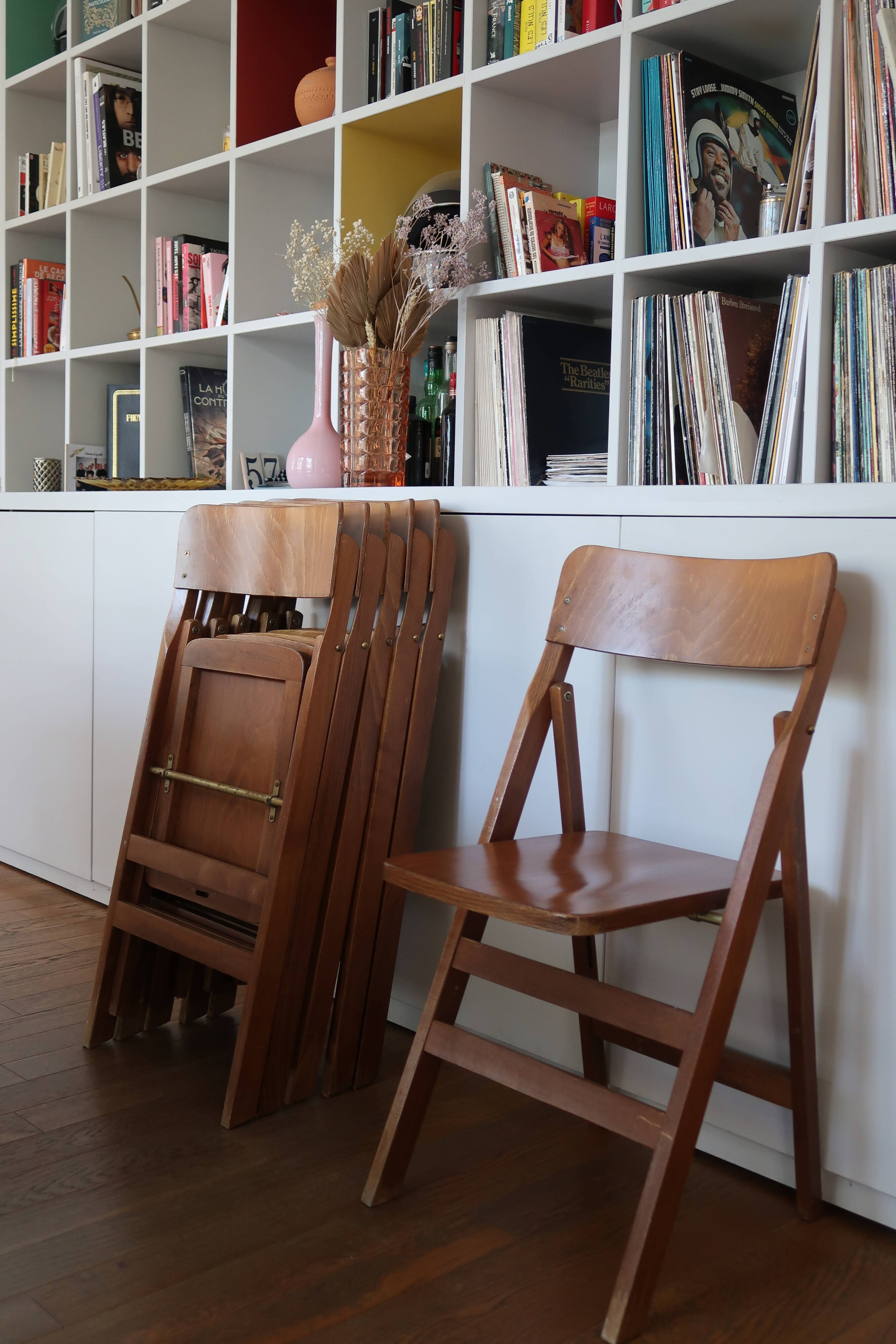 Lot de 6 chaises pliantes scandinaves 1960