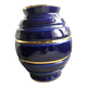 Large vintage blue and gold vase