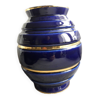 Vase bleu et or